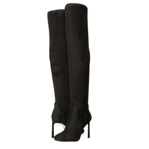 Women's Nine West Up Town Girl Over The Knee Boots Heels Black Fabric Size 9